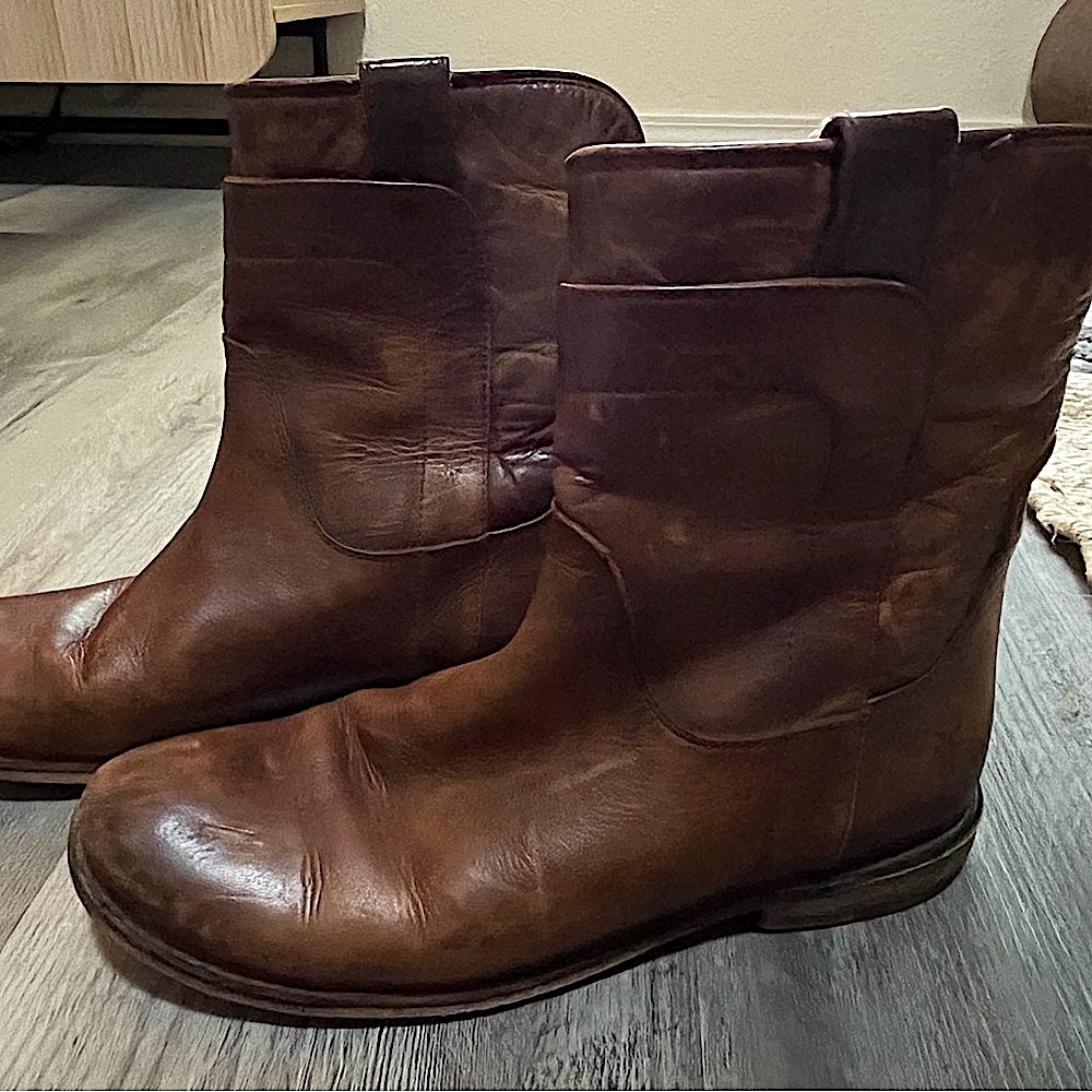 FRYE Paige Short Riding Boots Womes Size 6 1/2 B Brown Leather Pull On 3476959